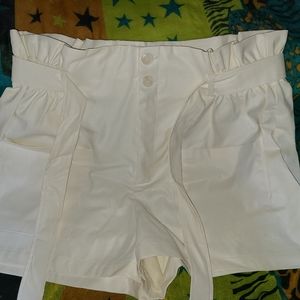 Cream Leather Shorts